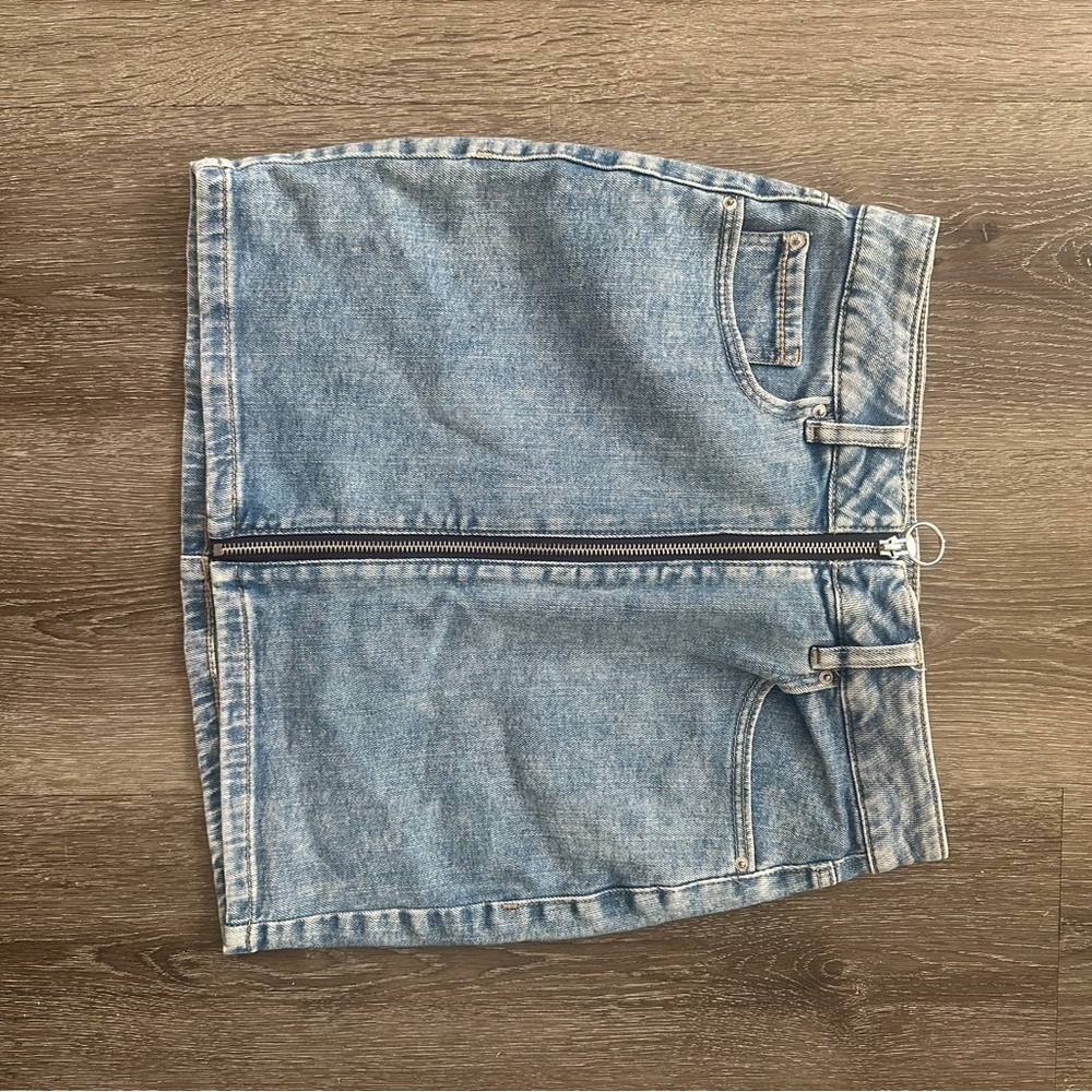 Garage Light Blue Denim Zip-Front Mini Skirt - Picture 8 of 8